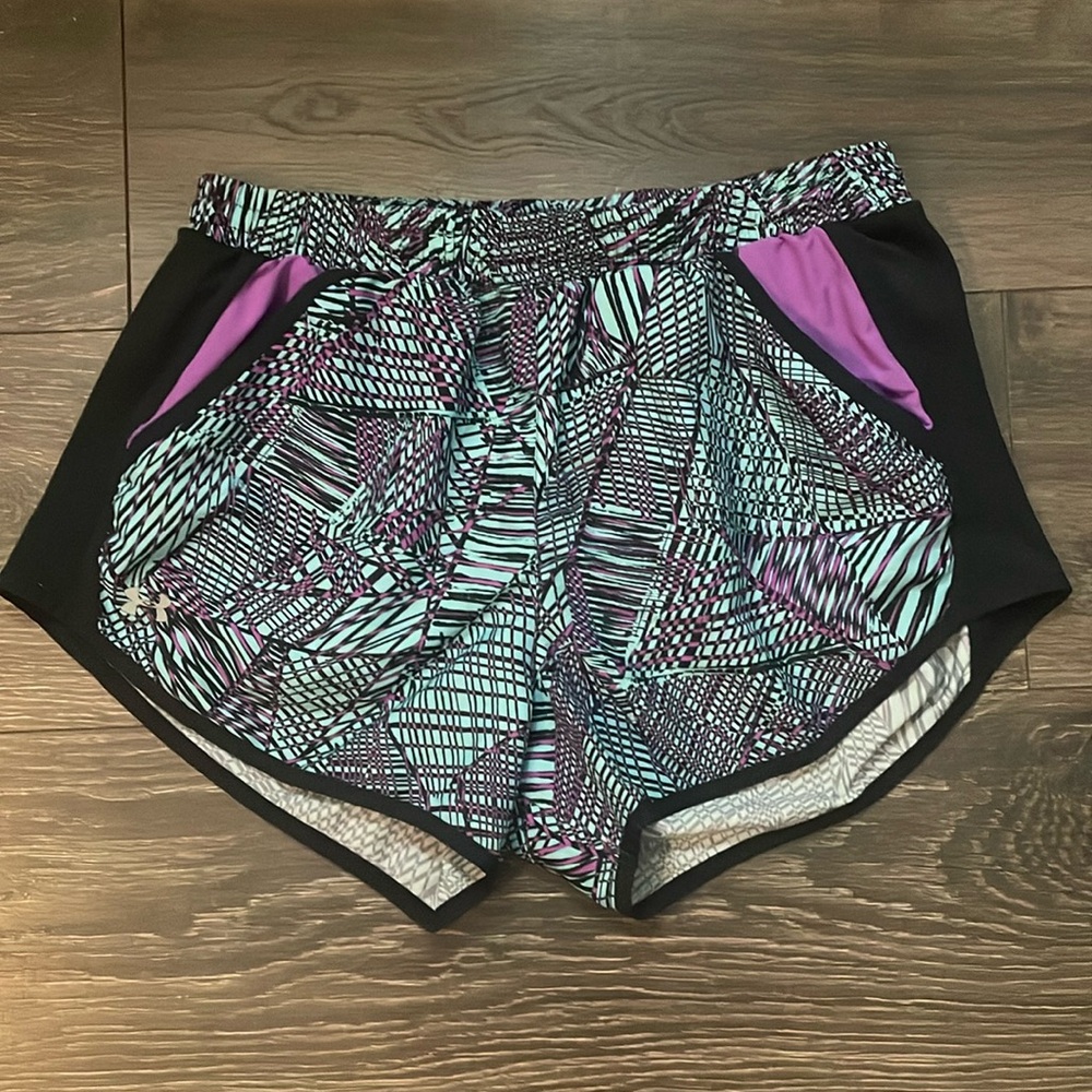 Under Armour Athletic gym running shorts Purple and Blue SMALL